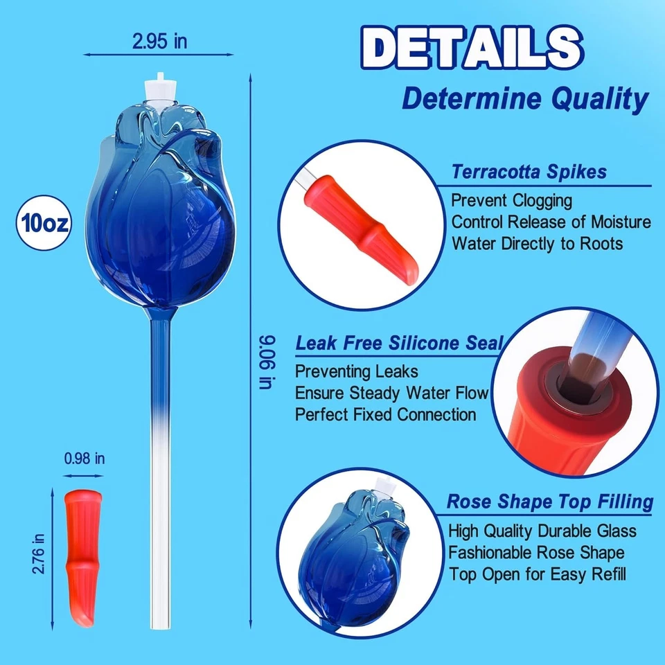 Globos de riego de plantas grandes de 10 oz, 4 piezas relleno superior sin obstrucción globos de riego automático Foto 4 de 4
