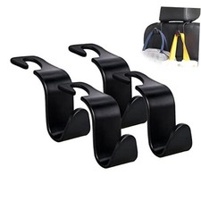 Amooca Car Seat Headrest Hook 4 Pack Hanger Storage Organizer Universal Black