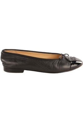 CHANEL SCHWARZE LEDER BALLERINAS EU 38,5 UK 5,5 US 8,5