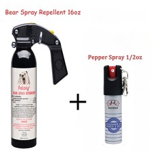 Feloiy 35Ft Bear Deterrent Repellent Spray 16oz W/ 1 Pack Free Peper Spray 1/2oz