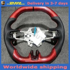 Red Carbon Fiber Flat Top Steering Wheel For Ford Mustang Shellby Gt500 15-17 Red Carbon Fiber Flat Top Steering Wheel For Ford Mustang Shellby Gt500 15-17