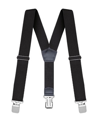 Heavy Duty Textured Suspenders for Men - 48'' Adjustable Straps 1 1/2'' - Y Sha...