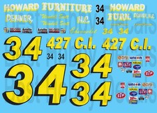 #34 Wendell Scott Howard Furniture 1972 decalcomanie Nascar per scivolo acquatico scala 1/24