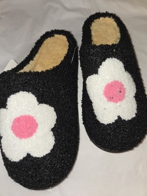 Ladies Small 5/6Flower Slippers Retro Warm Cozy Comfy, Rubber Sole Brand New