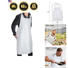 Disposable Waterproof Aprons 25 Pack Heavyweight Clear Plastic Bibs for Cooking