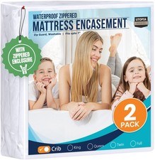 Mattress Protector Zippered Crib Size Pack of 2 , 100 Waterproof Bed Bug an...