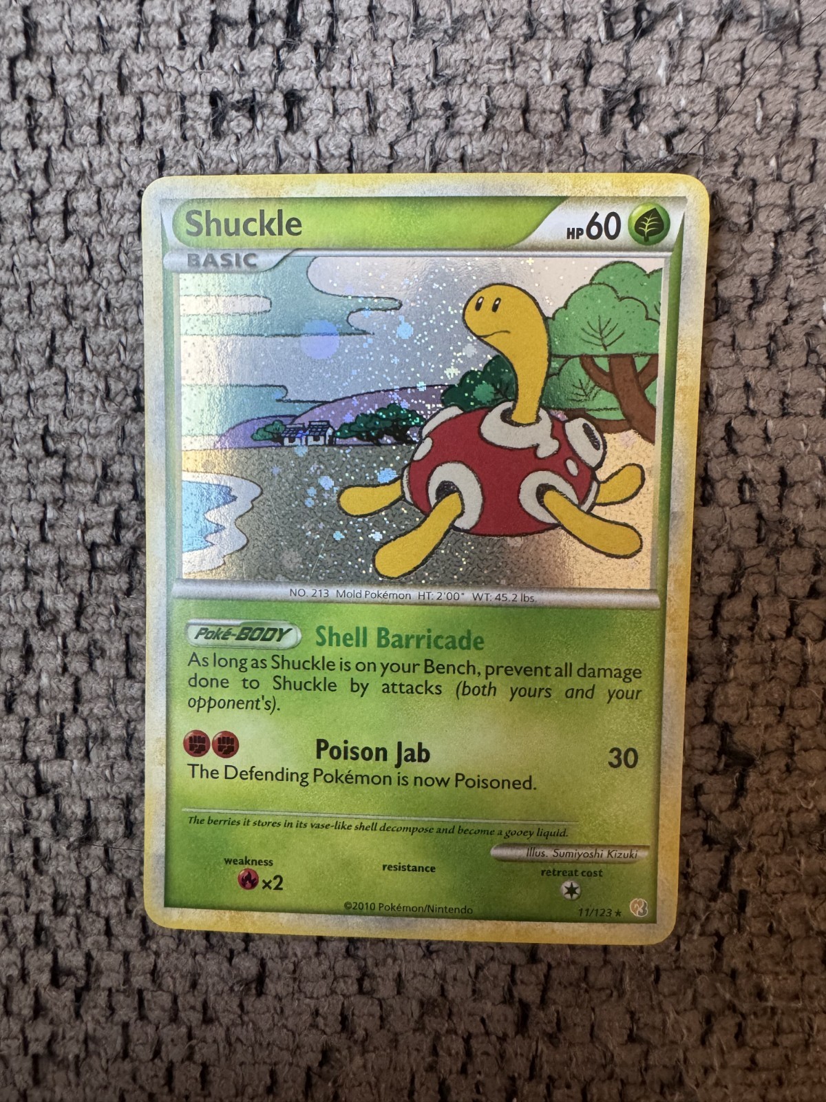2010 Pokemon Heartgold & Soulsilver 11/123 Shuckle Reverse Holo LP Rare Card