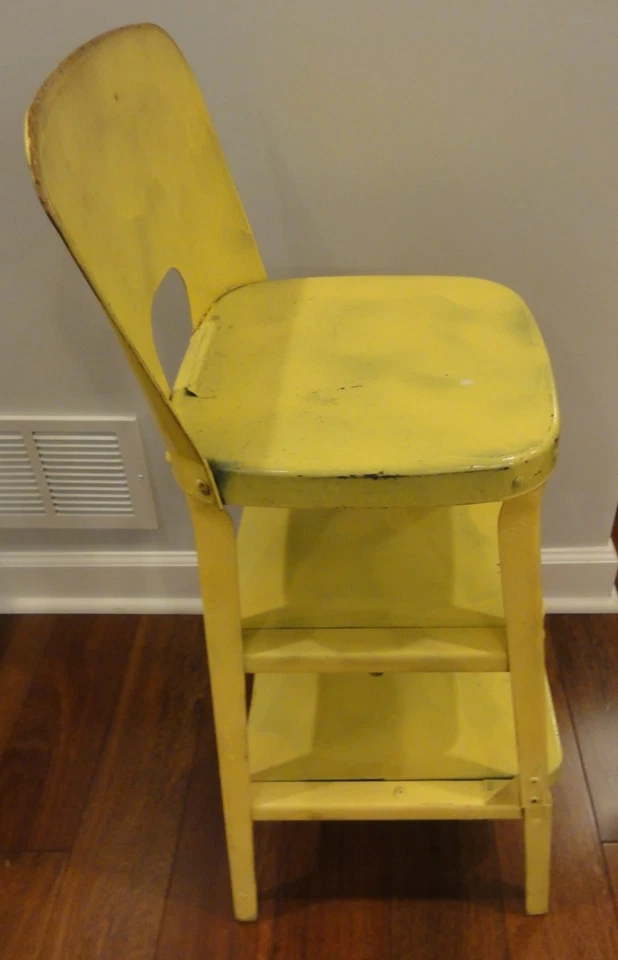 Vintage Original Metal Two Step Stool Chair Pullout Footrest  50’s  34.25 Inches - Image 3 of 4