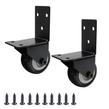 2 Pack Black Side Mount Casters 2 Inch Fixed Wheels with L Plate for Furniture