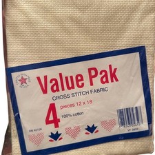 VTG Value Pak Aida Cloth Cross Stitch Fabric Set of 4 White Pieces USA Made