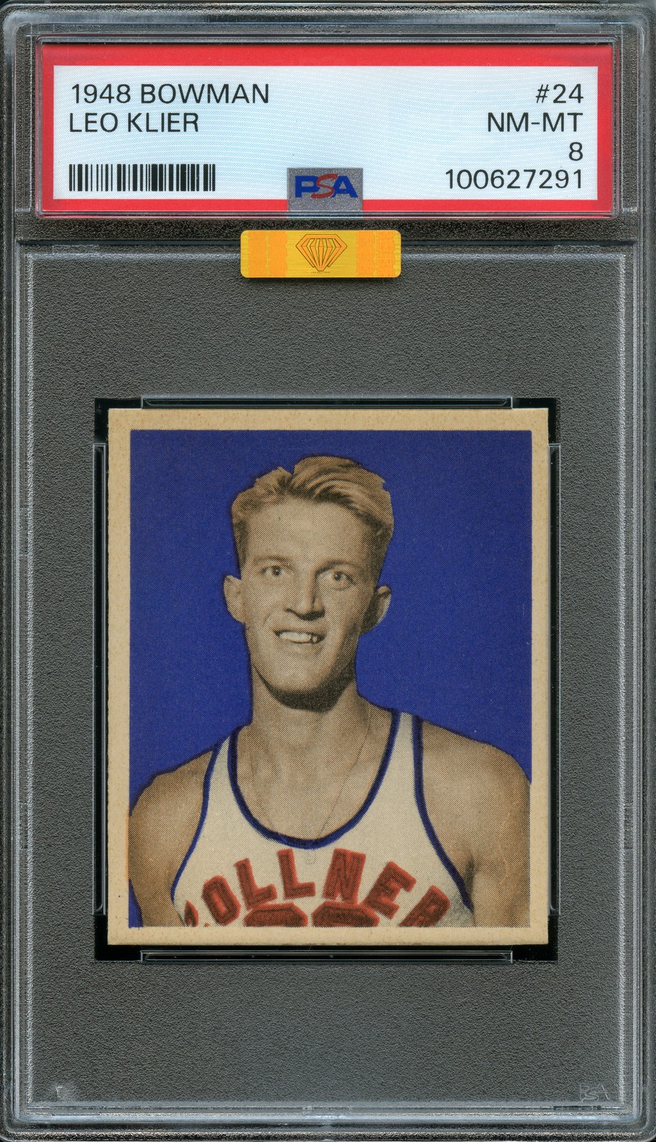 1948 Bowman Basketball Leo Klier #24 MBA Gold PSA 8