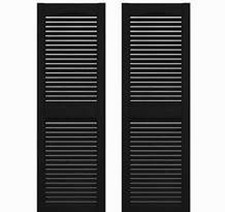 Builders Edge 14.5 in. x 75 in. Louvered Vinyl Exterior Shutters Pair in Black.