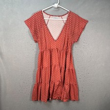 Urban Outfitters Medium Red Polka Dot Mini Dress Tiered V-Neck