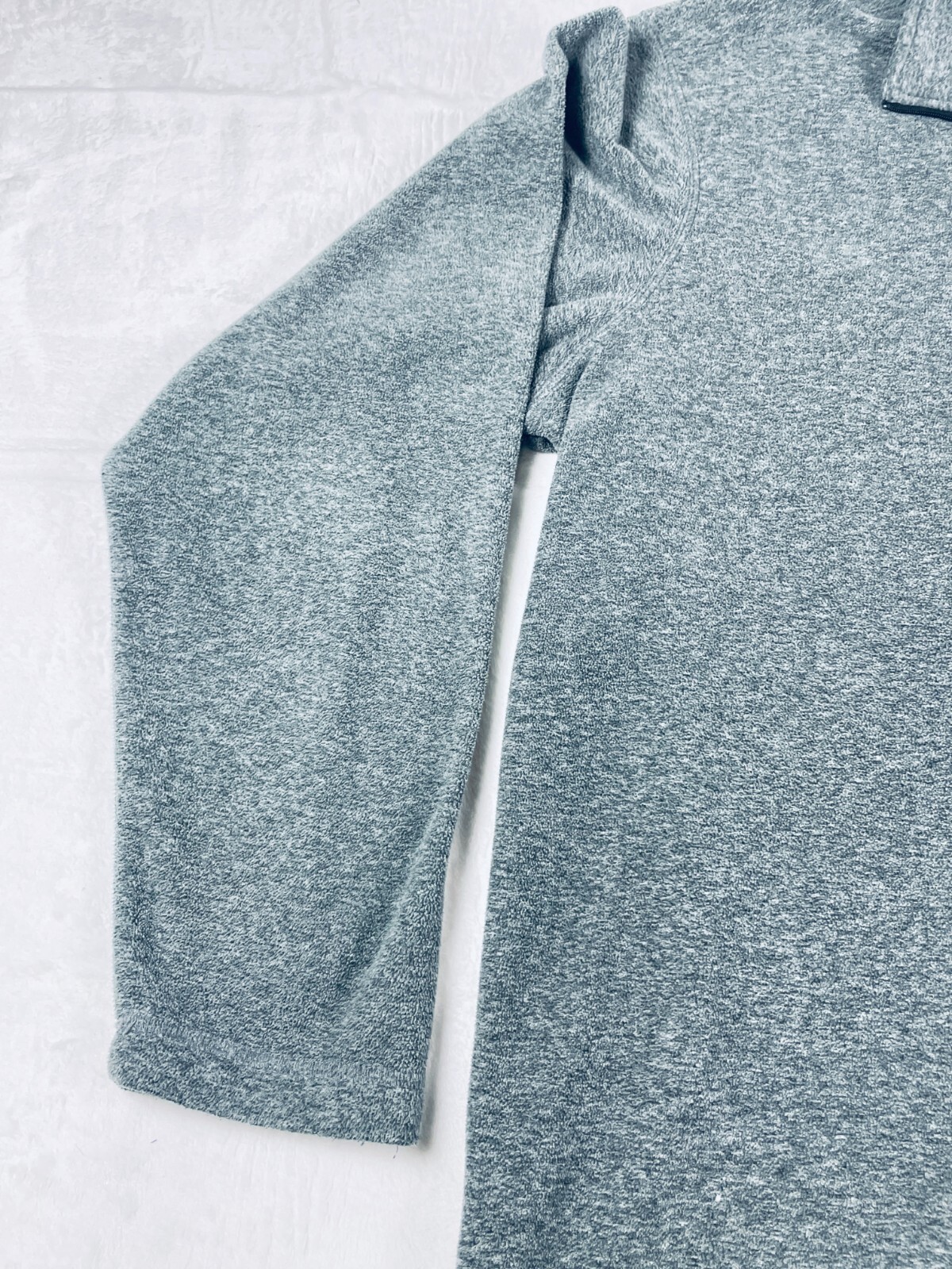 Eddie Bauer LS Pullover Mens XL Gray Heather 1/4 Zip Fleece Collar No Pockets