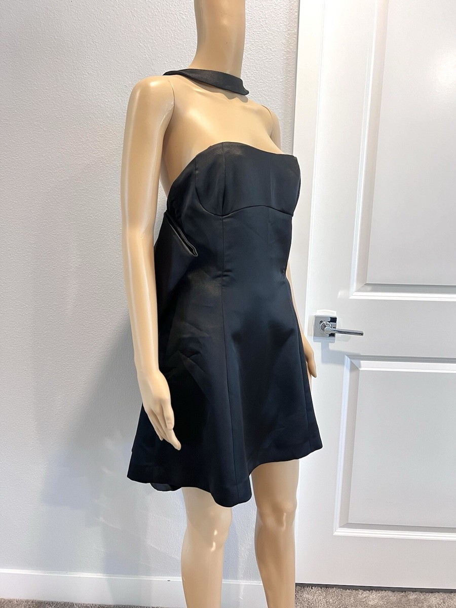 ZARA Women Mini Dress Bow Trim Voluminous Satin Effect Black Size XSmall |  eBay