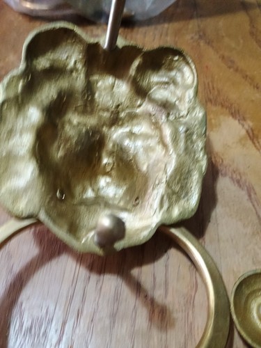 Vintage 7.5" Georgian Art Nouveau Solid Brass Lion Head Door Knocker - Picture 5 of 5