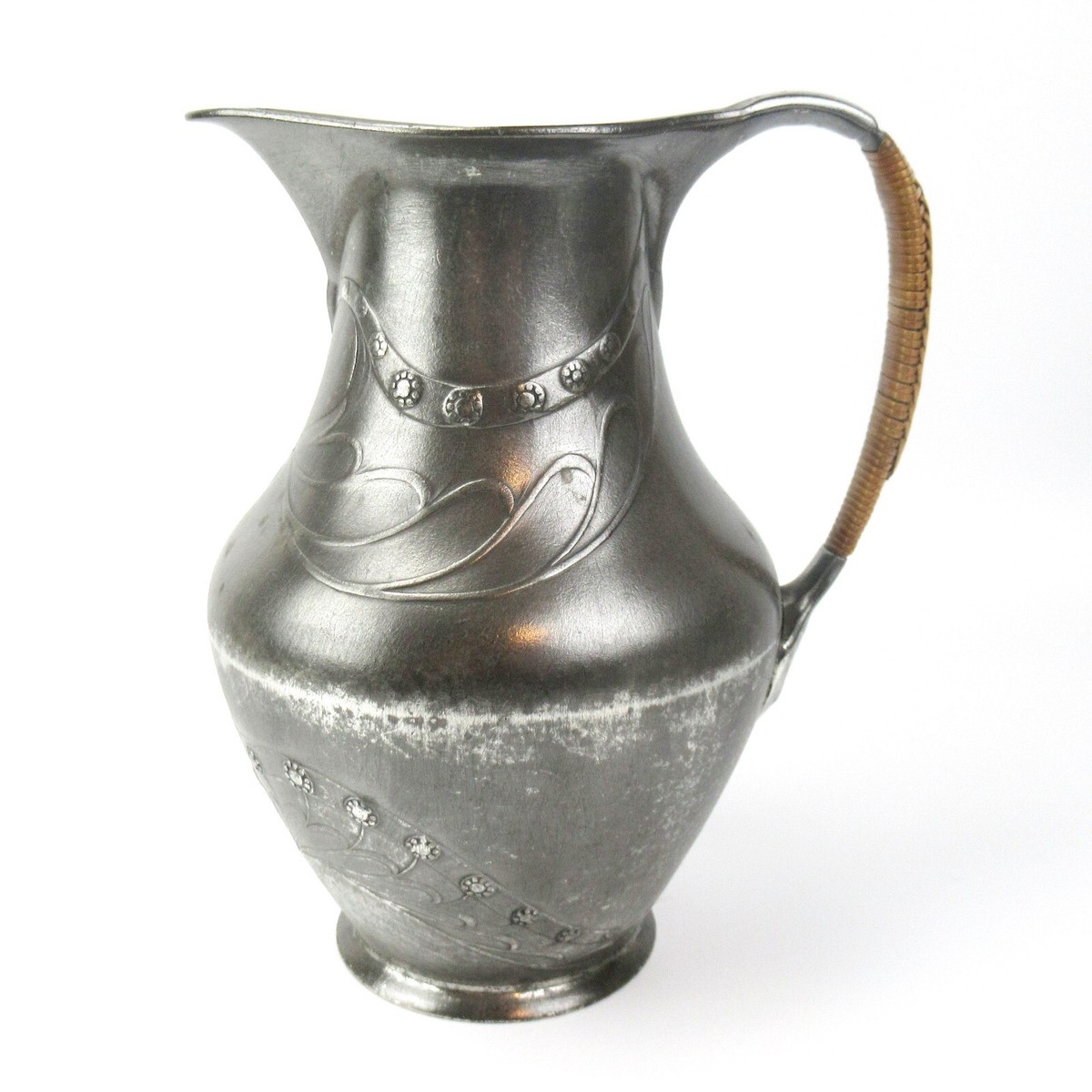 Kayserzinn Krug / Kanne 4382 Jugendstil ca. 1900 Blätter & Blüten