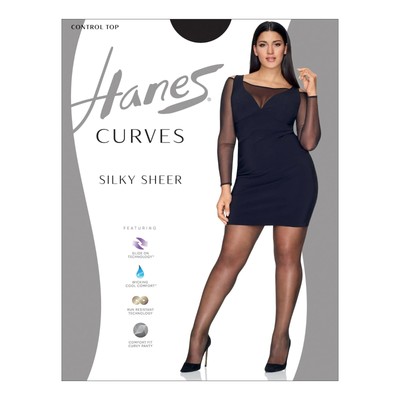 Hanes Curves Women’s Silky Sheer Control-Top Pantyhose with