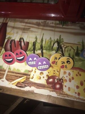 set of 6 emoji shower hooks, three diffrent faces