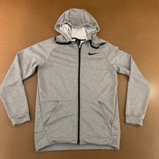 Nike Dri Fit Mens Size Small Heather Gray Pocketed Full Zip Hooded Sweatshirt