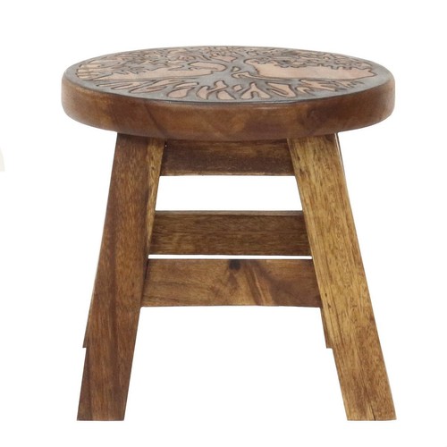 Blumenhocker Beistelltisch Rundhocker Hocker Holz Holzhocker Lebensbaum 25 cm - Bild 3 von 5