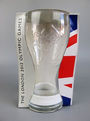 London 2012 Olympische Spiele Coca-Cola Becher Glas mit weißem Armband. verpackt 350ml