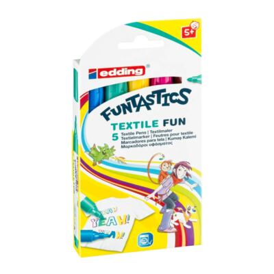 EDDING Kindertextil Marker Funtastics Textil Fun 5er Set Bunt Rundspitze 2-3mm