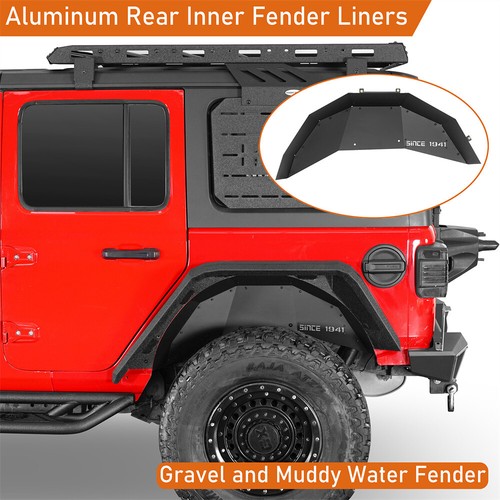 Aluminum Rear Inner Fender Liners Wheel Well Liners Fit 18-25 Jeep Wrangler JL - Picture 2 of 15