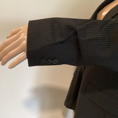 MAX MARA Italy Black Pinstripe Virgin Wool Blazer Jacket Top Size US 12 Womens - Picture 5 of 19