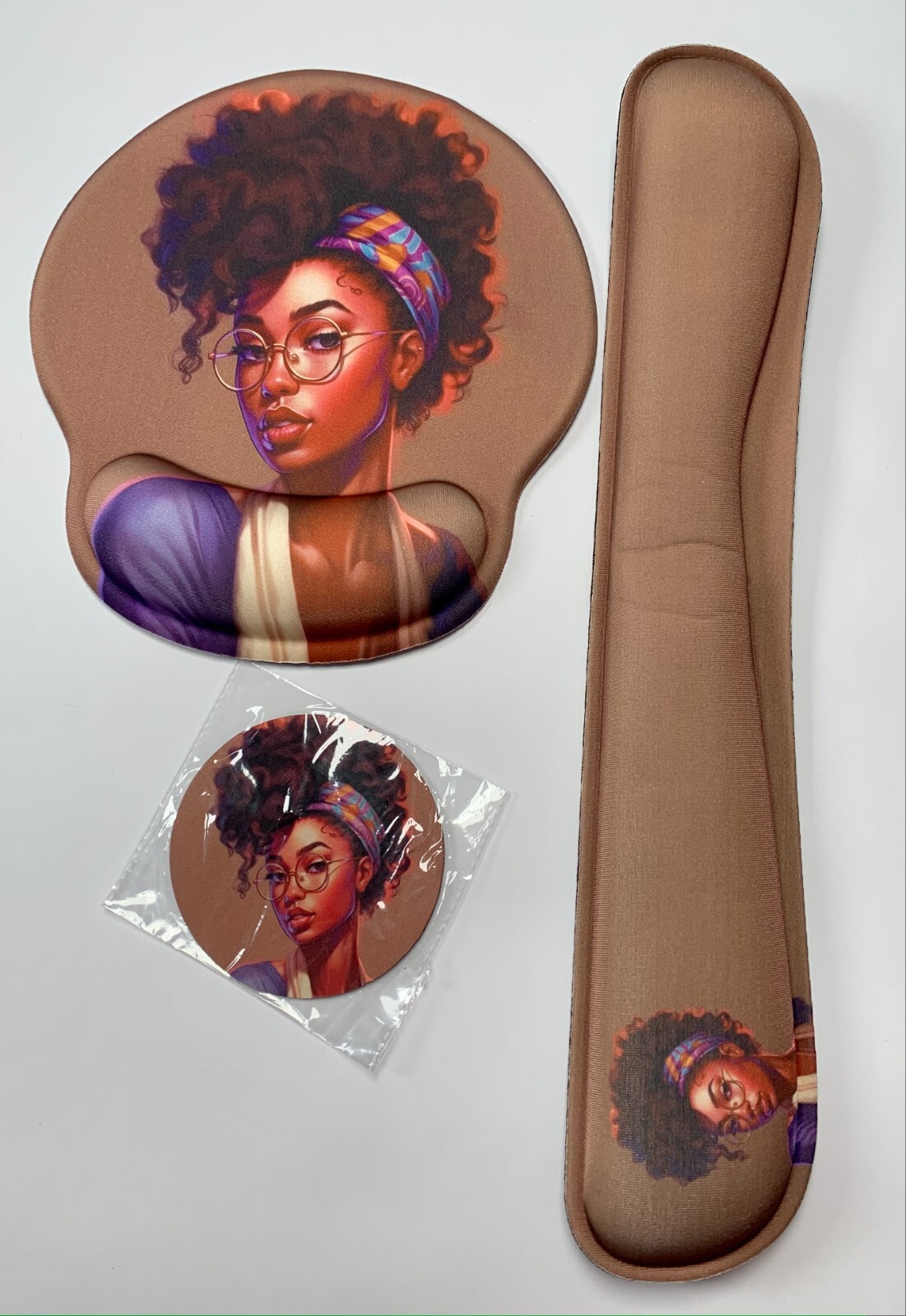 Ergonomic Keyboard Wrist Rest Mouse Pad Support & Coaster Desk Set 3-Piece-image