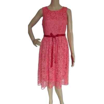 Dress Lace MODCLOTH COCO LOVE Large Coral Pink Sleeveless Midi Sheath L v  back | eBay