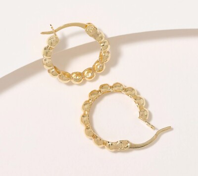 1/2 Zoll kleine runde Creolen mit Perlenstruktur echt massiv 14 K Gelbgold QVC