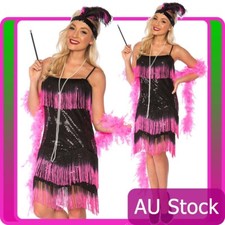 Ladies 20s 1920s Sequin Ganster Flapper Costume Charleston Chicago Fancy Dress