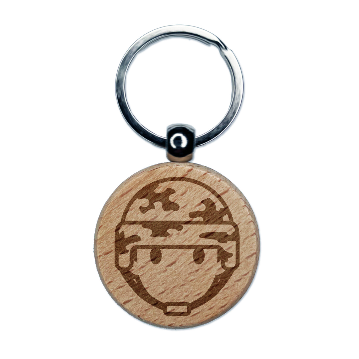 Occupation Military Soldier Icon Engraved Wood Round Keychain Tag Charm