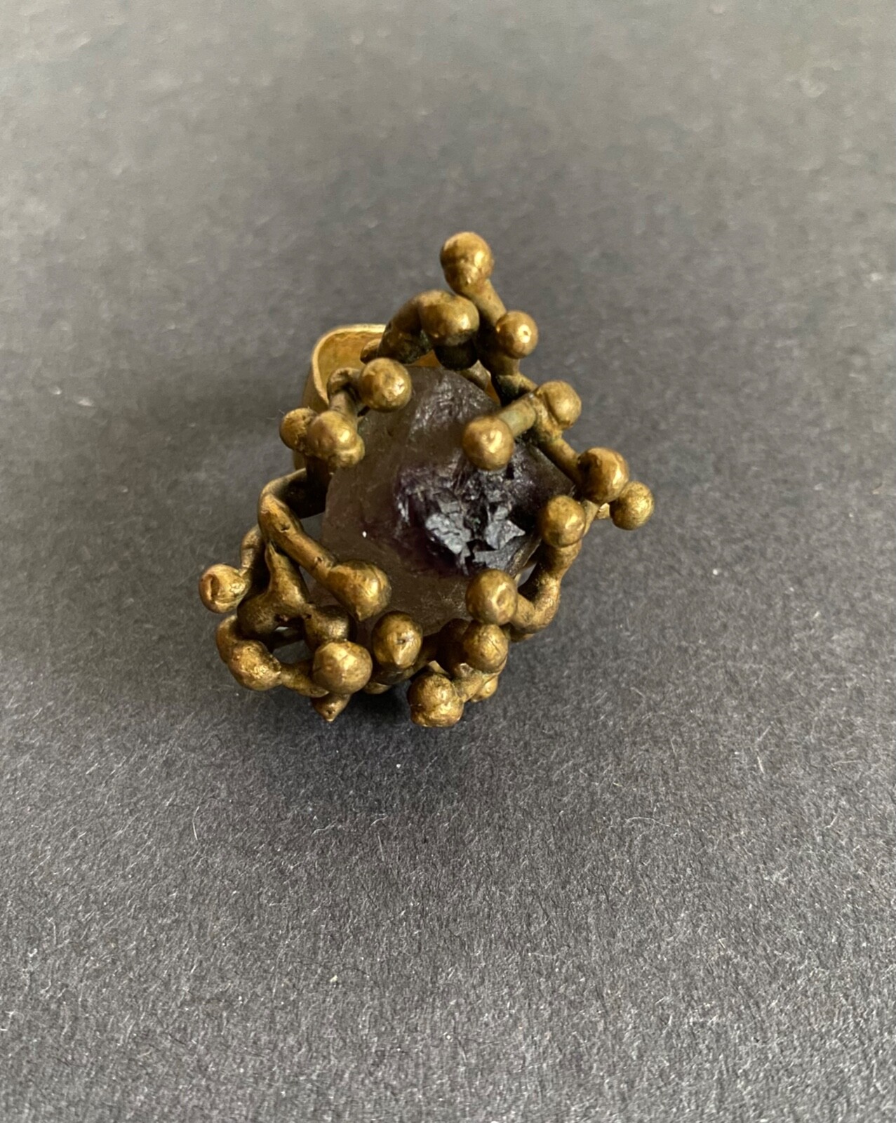 Large VINTAGE PAL KEPENYES BRUTALIST BRASS / BRONZE RING with Amethyst Size 6.25 eBay