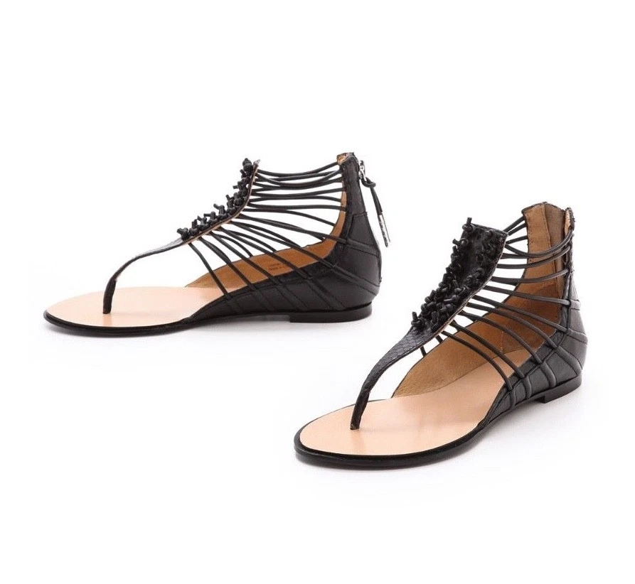 L.A.M.B. Sandalias de cuero negras Z1529* Reagon talla 7 M Foto 3 de 4