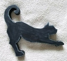 Wooden Hand Painted Handmade Shelf D cor Pouncing Black Cat