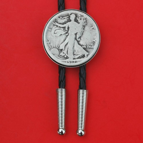 US 1916 ~ 1947 Walking Liberty Half Dollar 90% Silver Coin 36" Cord Bolo Tie NEW - Picture 12 of 57