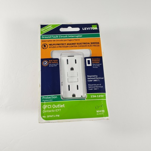 Interruptor de circuito de falla a tierra Leviton salida GFCI No. GFNT1-PW 15A Blanco Nuevo - Imagen 1 de 4