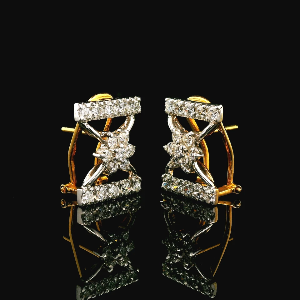 1.40CT Natural Diamond Earring 18K Yellow Gold Genuine Earth Mined Round Diamond - Image 4 of 4