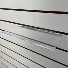 10 x Slatwall Shelves Perspex 12'' x 6'' Display Shelf Slatboard Shelving Clear 