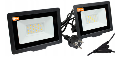 LED Fluter 2x 50/100W Strahler Baustrahler Scheinwerfer Stecker + Stativ - Bild 15 von 16