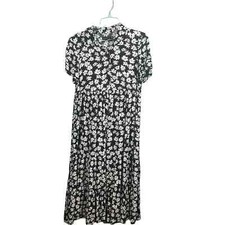 Urban Outfitters Dress Size S Black White Daisy Pintuck Midi Peasant Boho