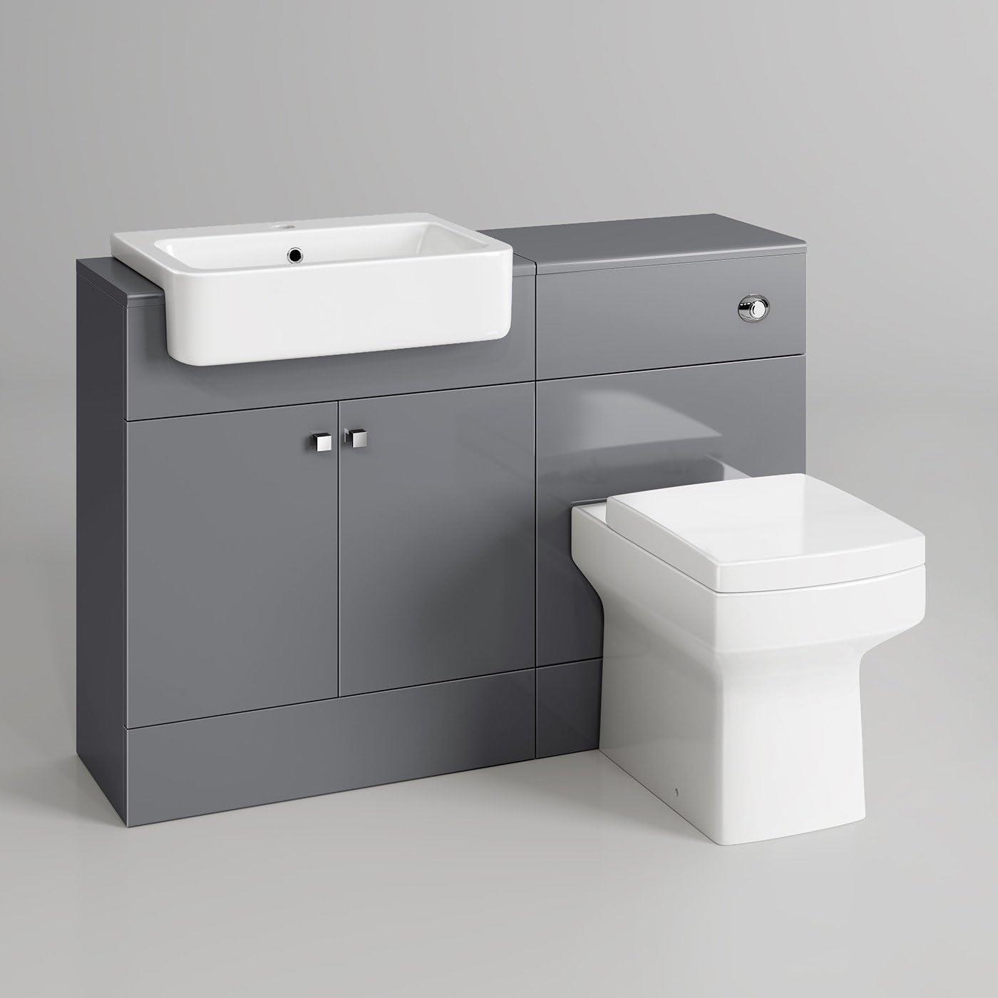 Bathroom Vanity Unit Sink Toilet Set&BTW Grey 1160mm Furniture Suite ...