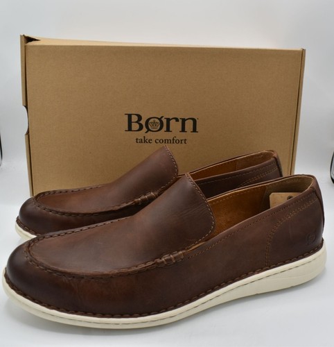Born Mens Size 13 Thaton Brown Full Grain Leather Slip On Loafers Shoes
