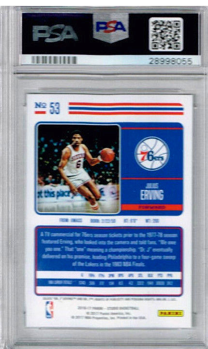2016 Panini Studio Julius Erving PSA 10