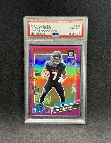 Bijan Robinson 2023 Donruss Optic Preview Pink Rated Rookie #305 PSA 10 Falcons