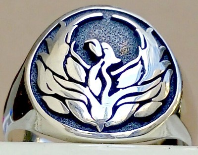 Solid Sterling Silver 925 Rising Phoenix Handmade 3D Ring