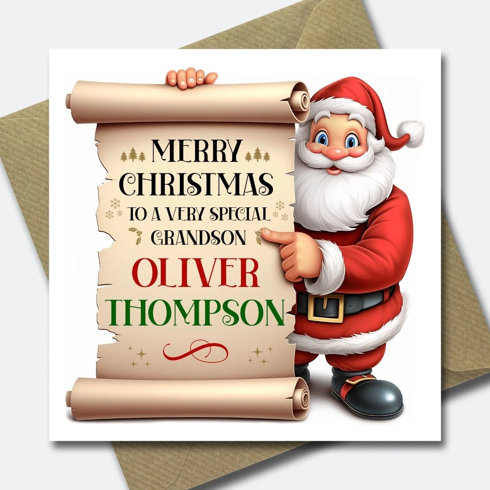 THE CARDS MAN Personalised Christmas Card Son Daughter Nephew Niece Grandson Granddaughter