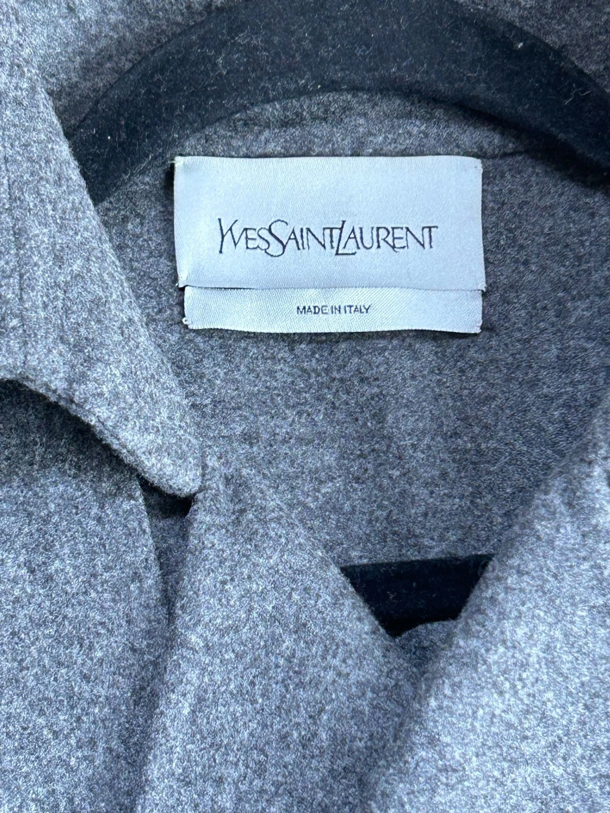 SAINT LAURENT (YSL) YSL Yves Saint Laurent Giacca cappotto cintura aperta in pelle nera e lana vergine 38